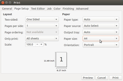 Select paper size