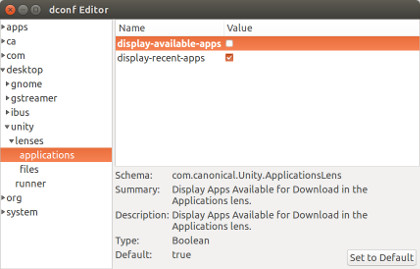 Deactivating Ubuntu search suggestions